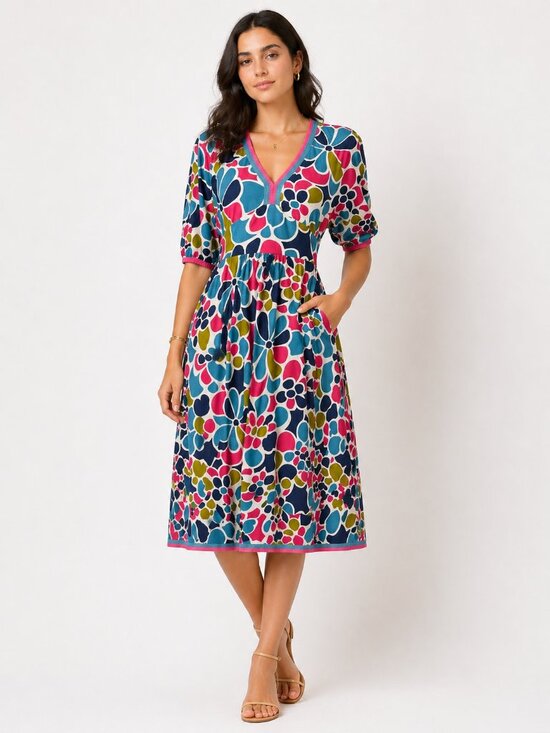 Boden Dresses & Skirts - BODEN Floral Kimono Sleeve V Neck Dress US 6 WH318